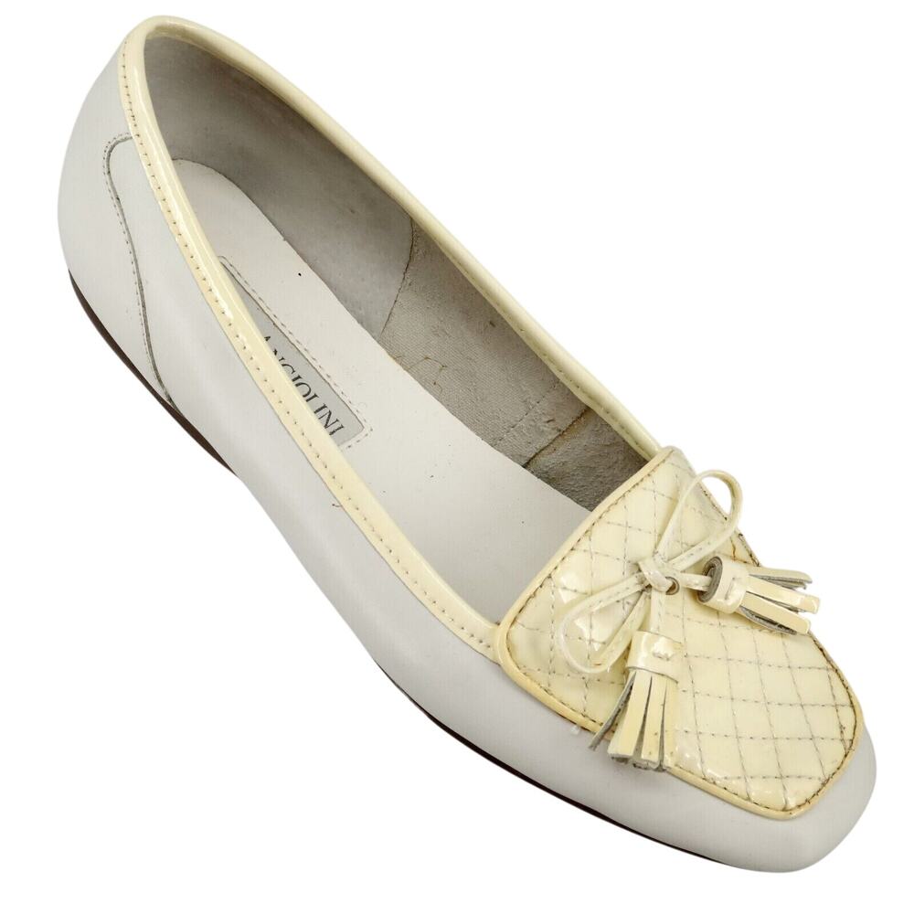 Enzo Angiolini Shoes Womens 5.5 Leather Loafers Gray Beige Lizzia Flats Slip On